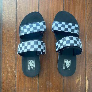 VANS Cayucas Slides sandals, black and white checkered size 7